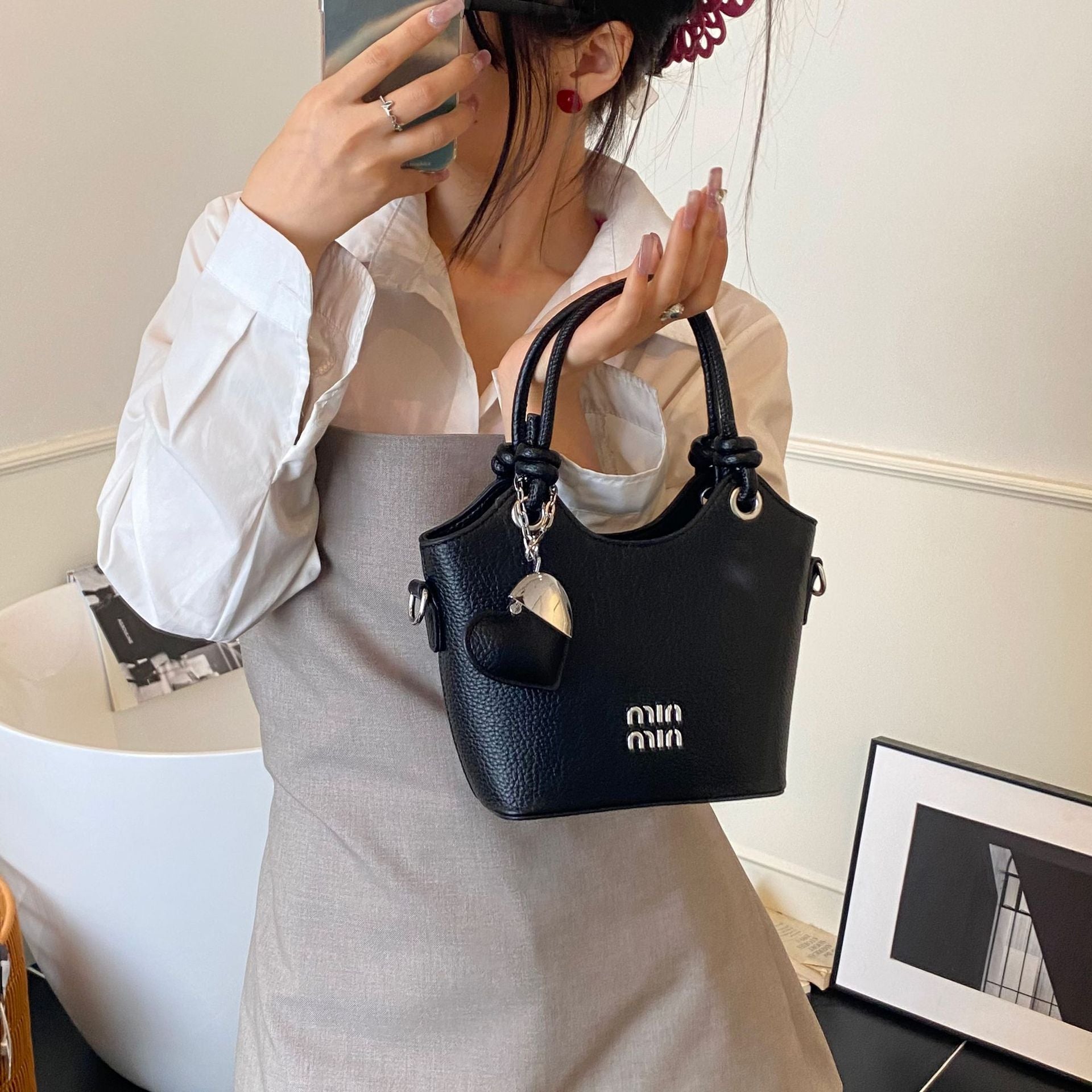 Miu Leisure Women's Bucket Bag Shoulder Messenger Handbag