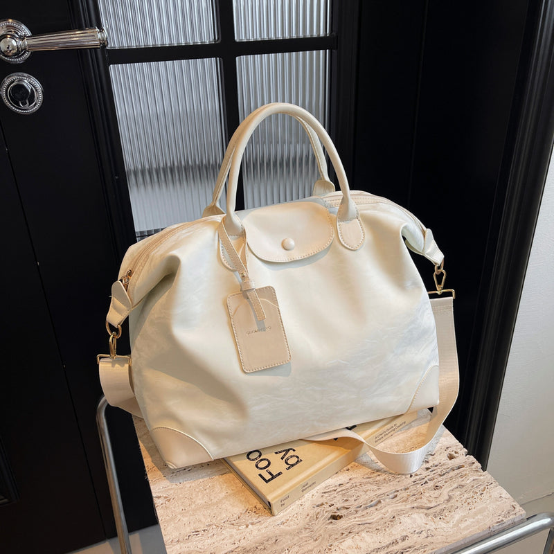 Smudged Pleated Large Oxford Messenger Shoulder Bag