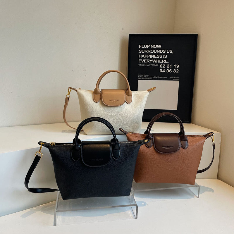 Longbaoxiang Splicing Dumpling Shoulder Messenger Handbag