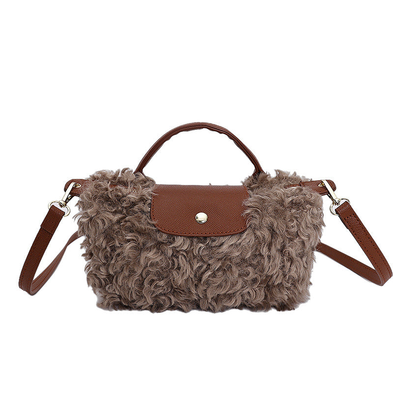 Retro Plush Fur Messenger Bag for Women Shoulder Bag