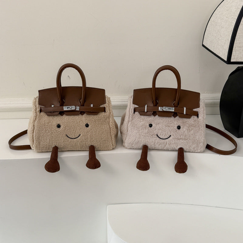 Cute Cartoon Elf Plush Bag Large Capacity Portable Kelly Bag