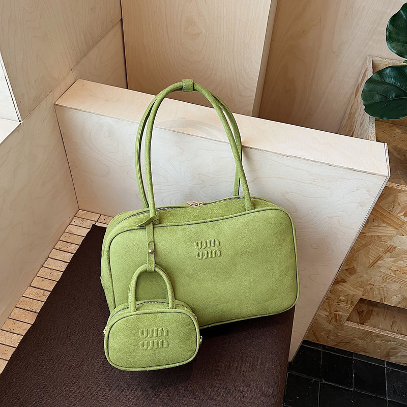 Vintage Suede Miu Shoulder Bag Women's Niche Pillow Handbag