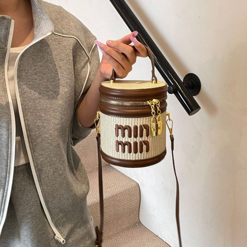 Miu Woven Luxury Bucket Bag Shoulder Messenger Bag