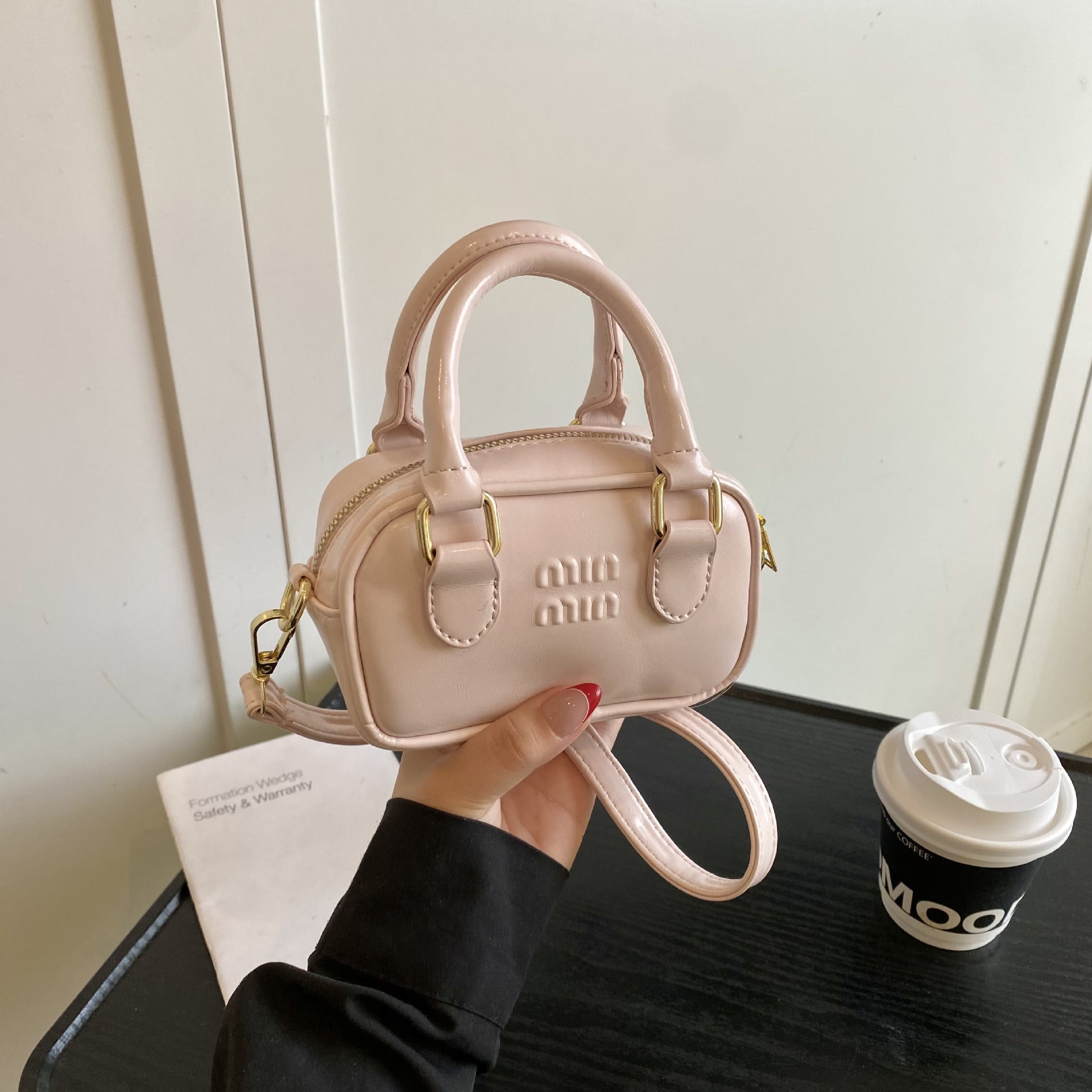 Letter Laser Bowling Bag Miu Premium Crossbody Handbag Women