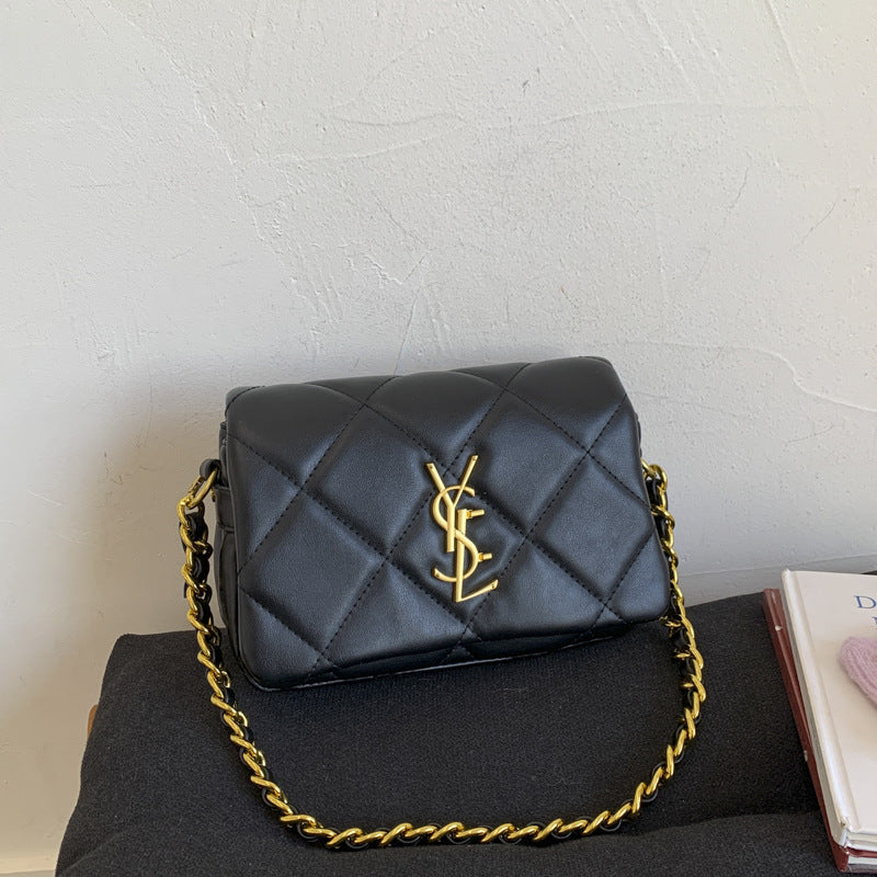 Matte Poplar Forest Rhombus Embroidery Women's Shoulder Bag