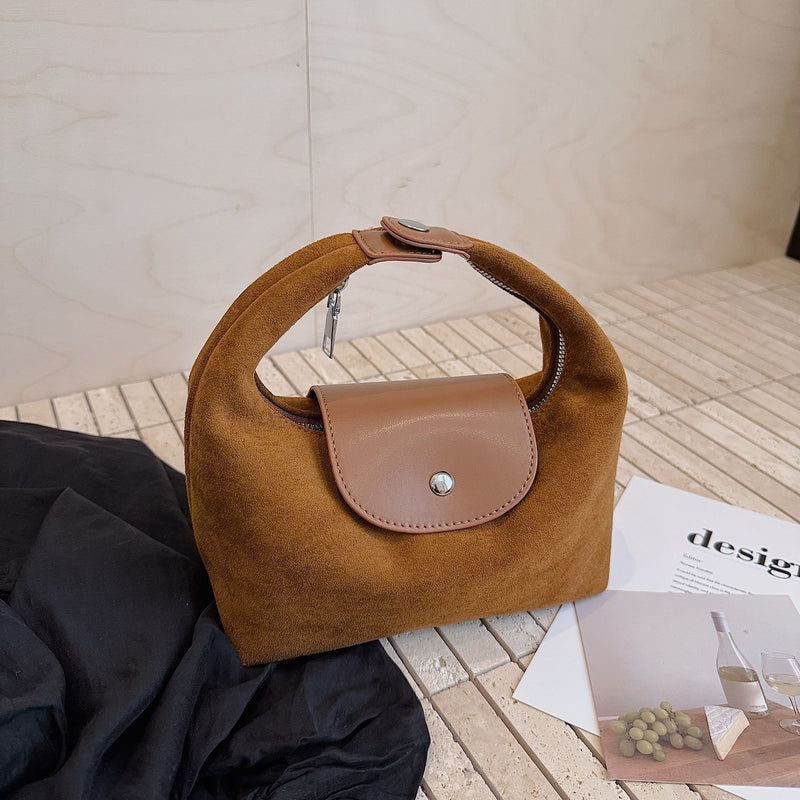 Suede Tofu Bag Versatile Shoulder Messenger Handbag