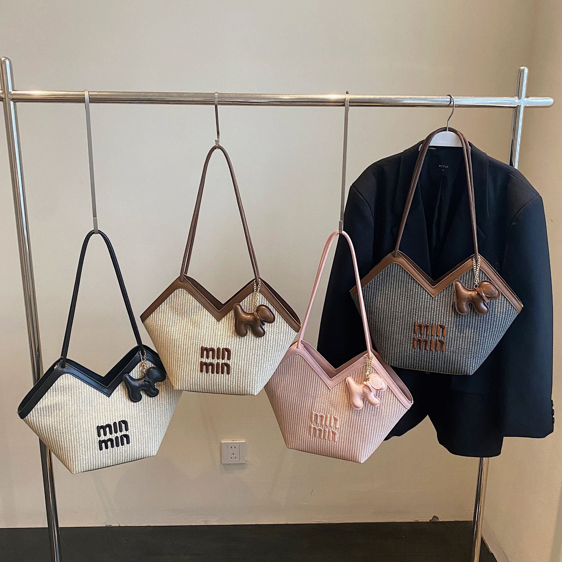 Large-Capacity Miu Embroidered Tote Shoulder Bag Women
