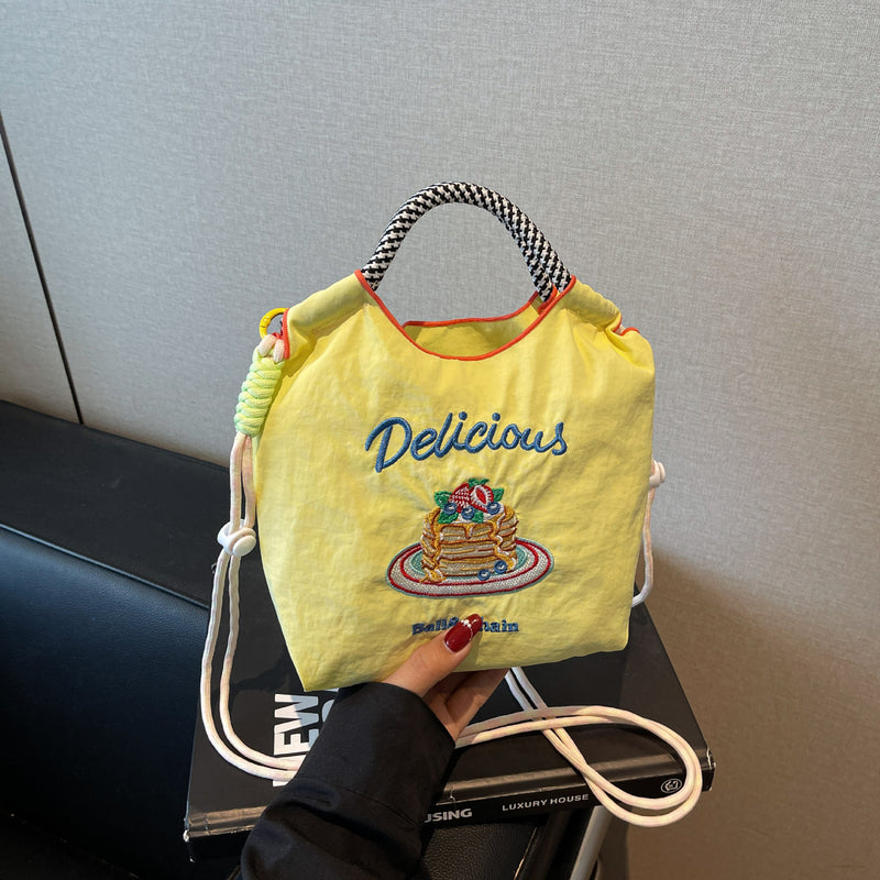Ese Ball Chain Eco Shopping Tote Bag Cake Embroidered Nylon Messenger Bag