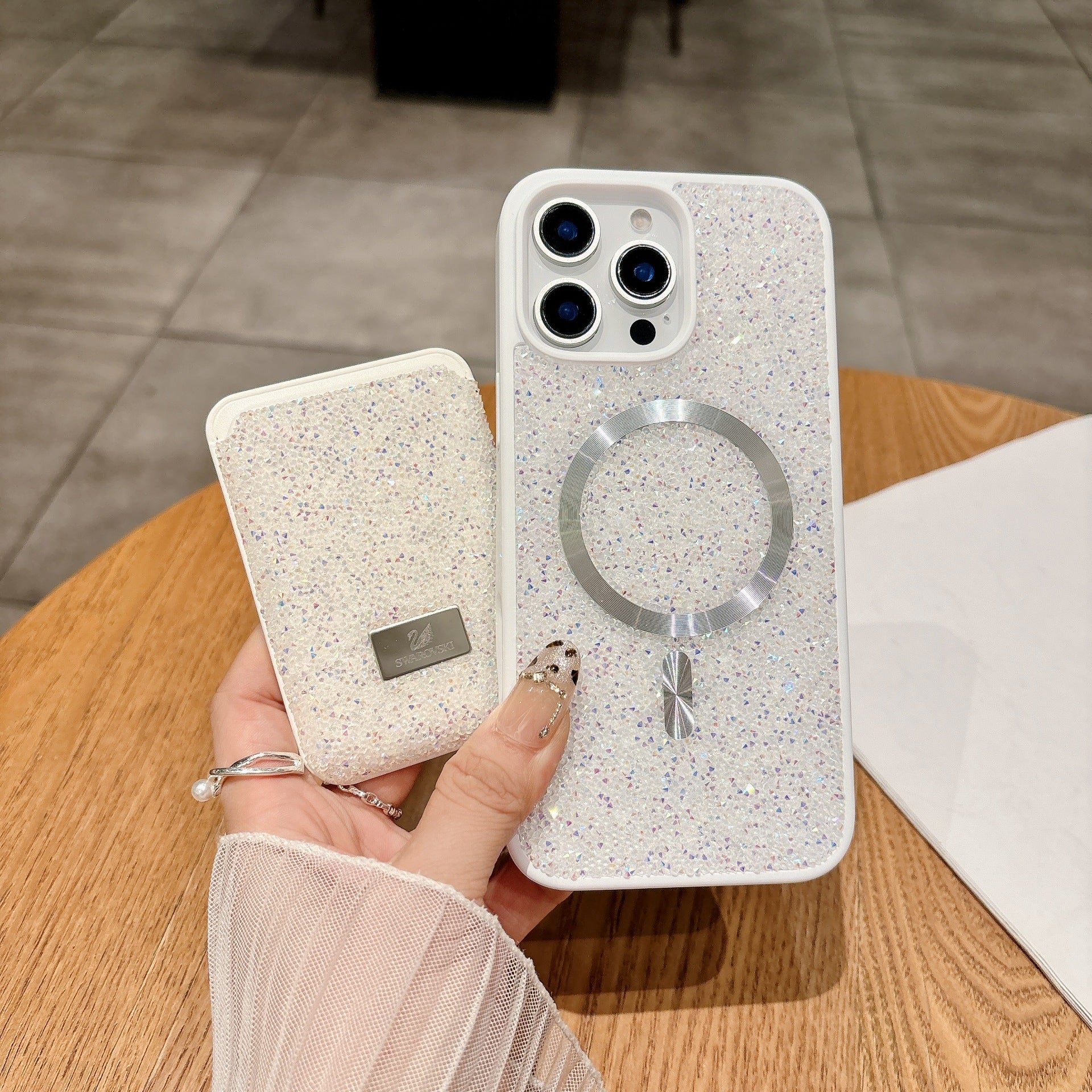 Rhinestone Magnetic Card Bag Case for iPhone 17 Pro Max