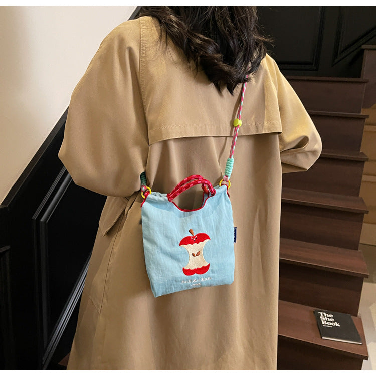 Cute Cartoon Apple Handbag with Ball Chain Shoulder Strap