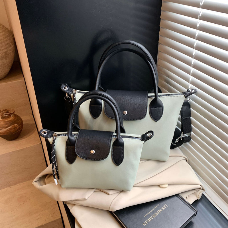 Simple Nylon Contrast Shoulder Bag | Versatile Dumpling Bag