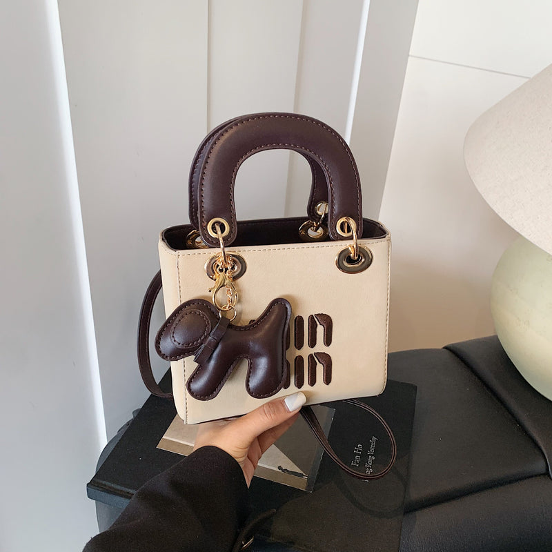Fashion Miu Embroidered Square Messenger Shoulder Bag
