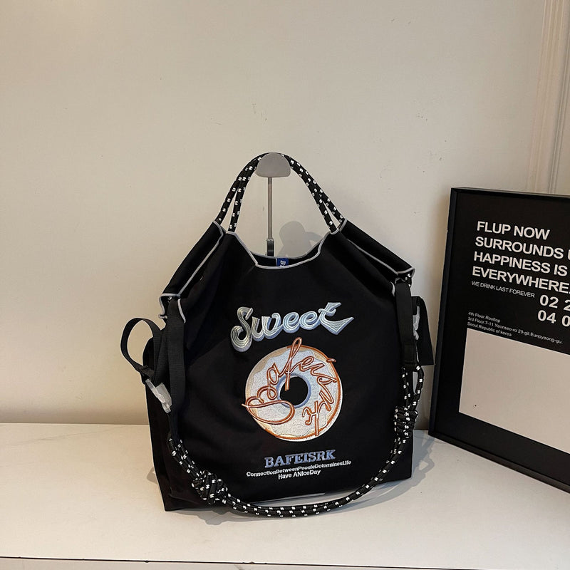 Ese Ball Chain Donut Embroidery Eco Shopping Bag Tote