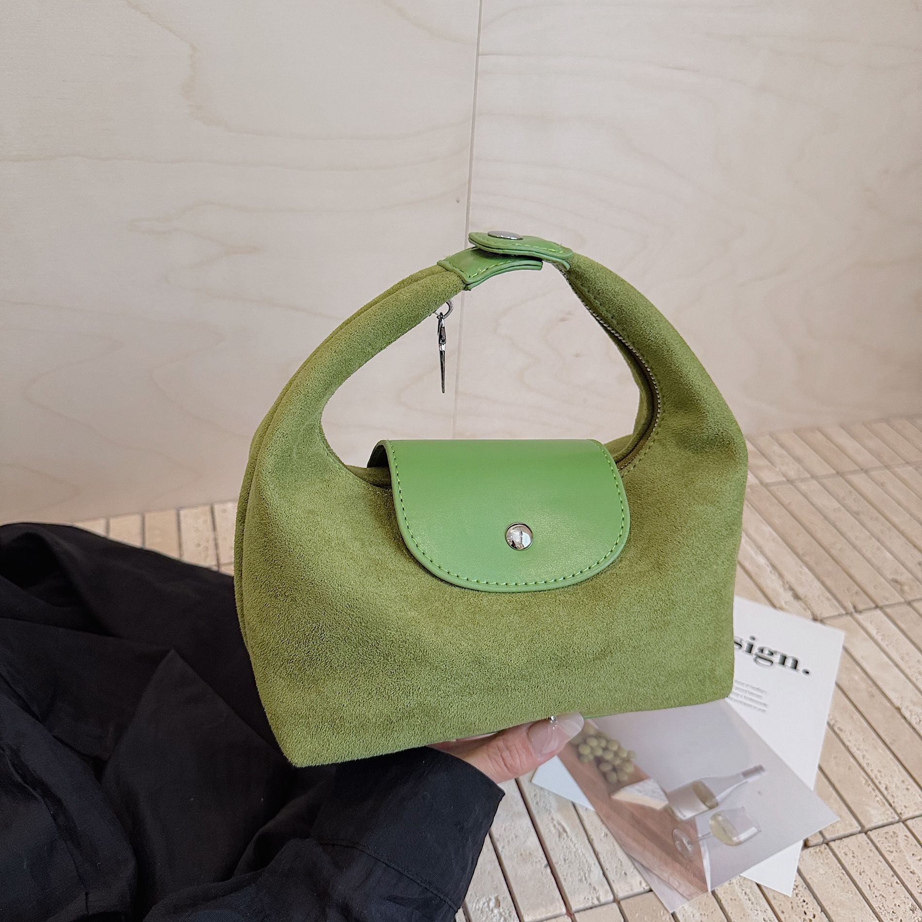 Suede Tofu Bag Versatile Shoulder Messenger Handbag