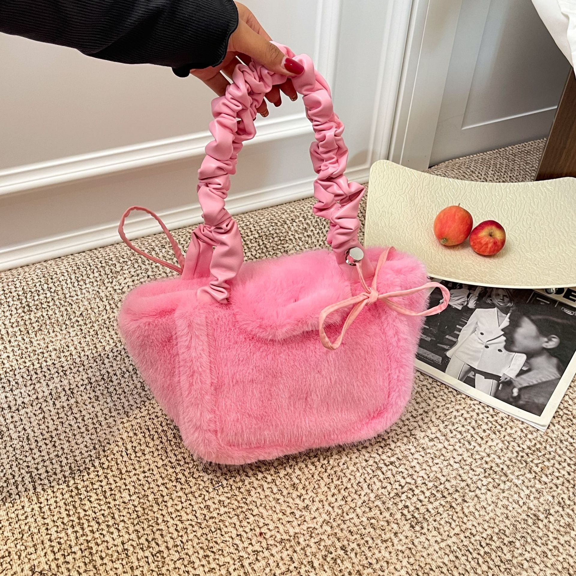 Cute Plush Vegetable Basket Shoulder Bag