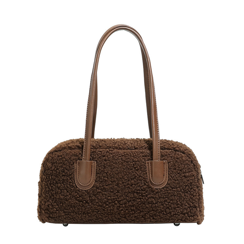 Niche Plush Splicing Armpit Bag Casual Versatile High-End Texture Light Luxury Commuter Bag Large-Capacity Handbag