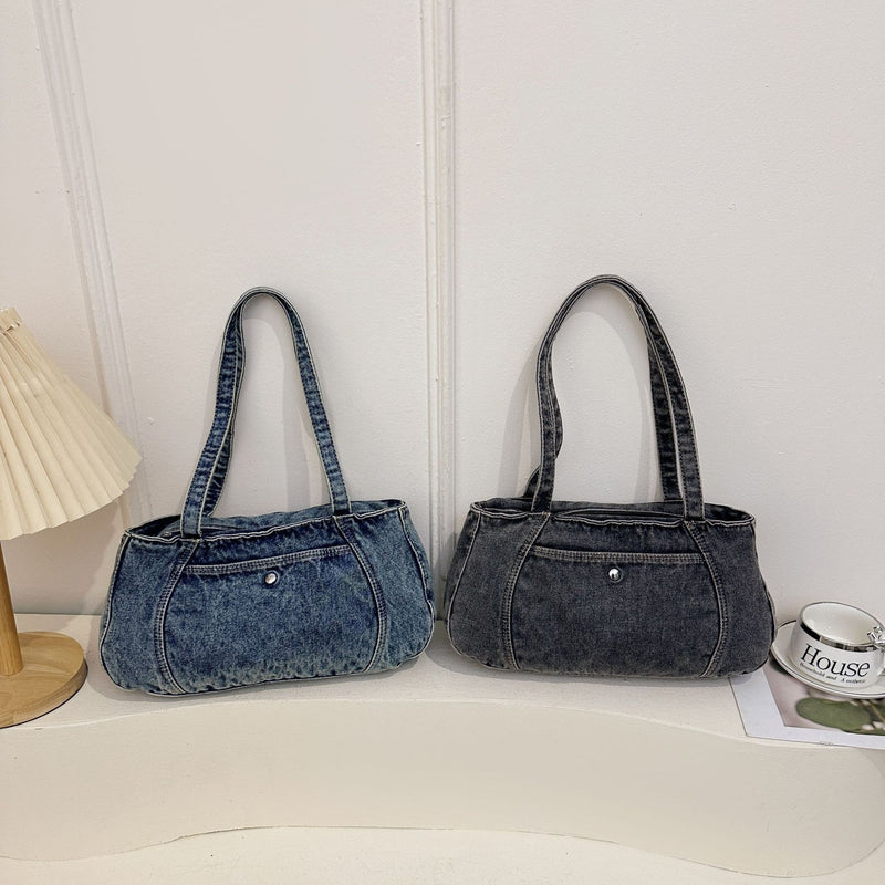 Denim Large-Capacity Armpit Bag, Old-Ed Shoulder Bag, Casual Commuter Light Travel Bag