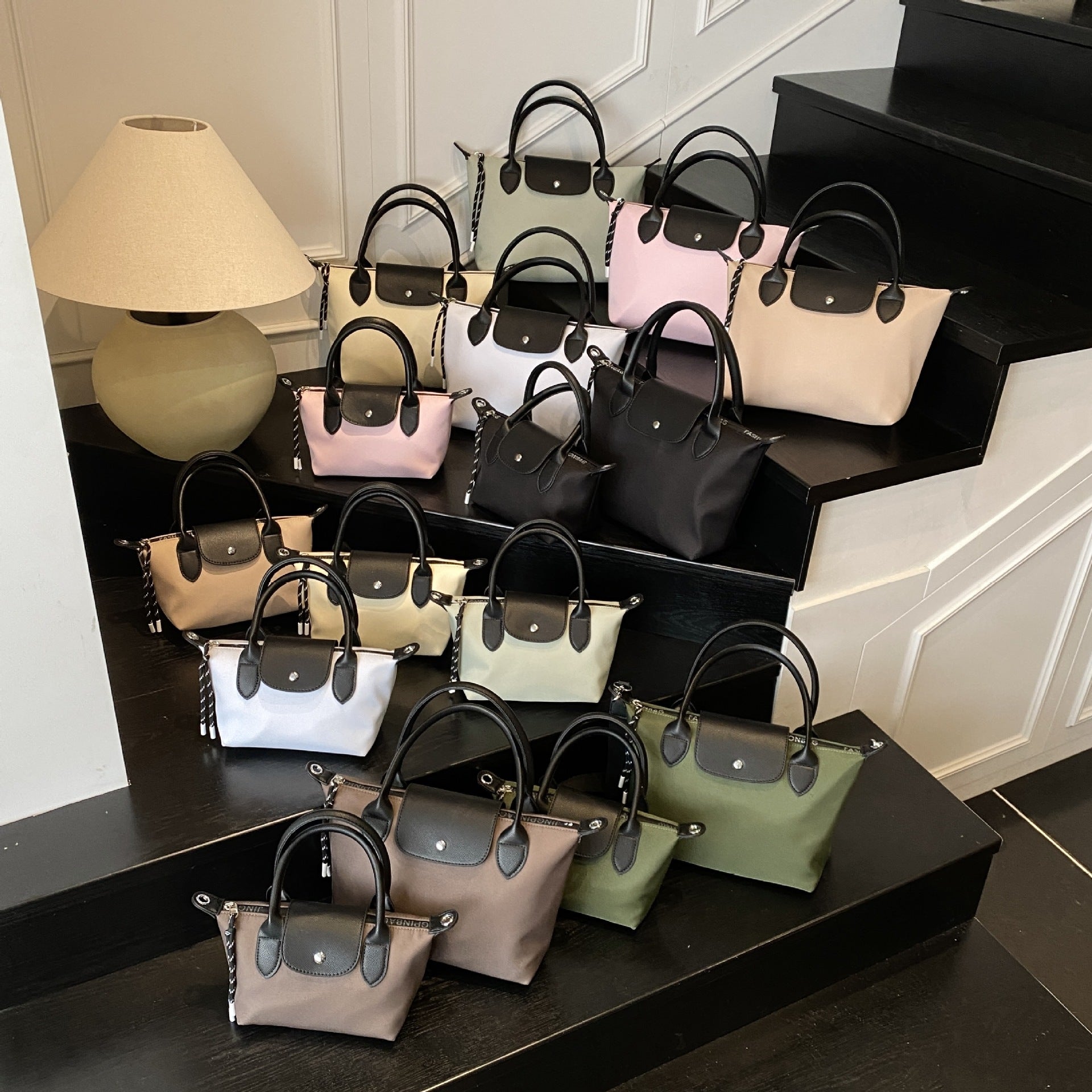 Simple Nylon Contrast Shoulder Bag | Versatile Dumpling Bag
