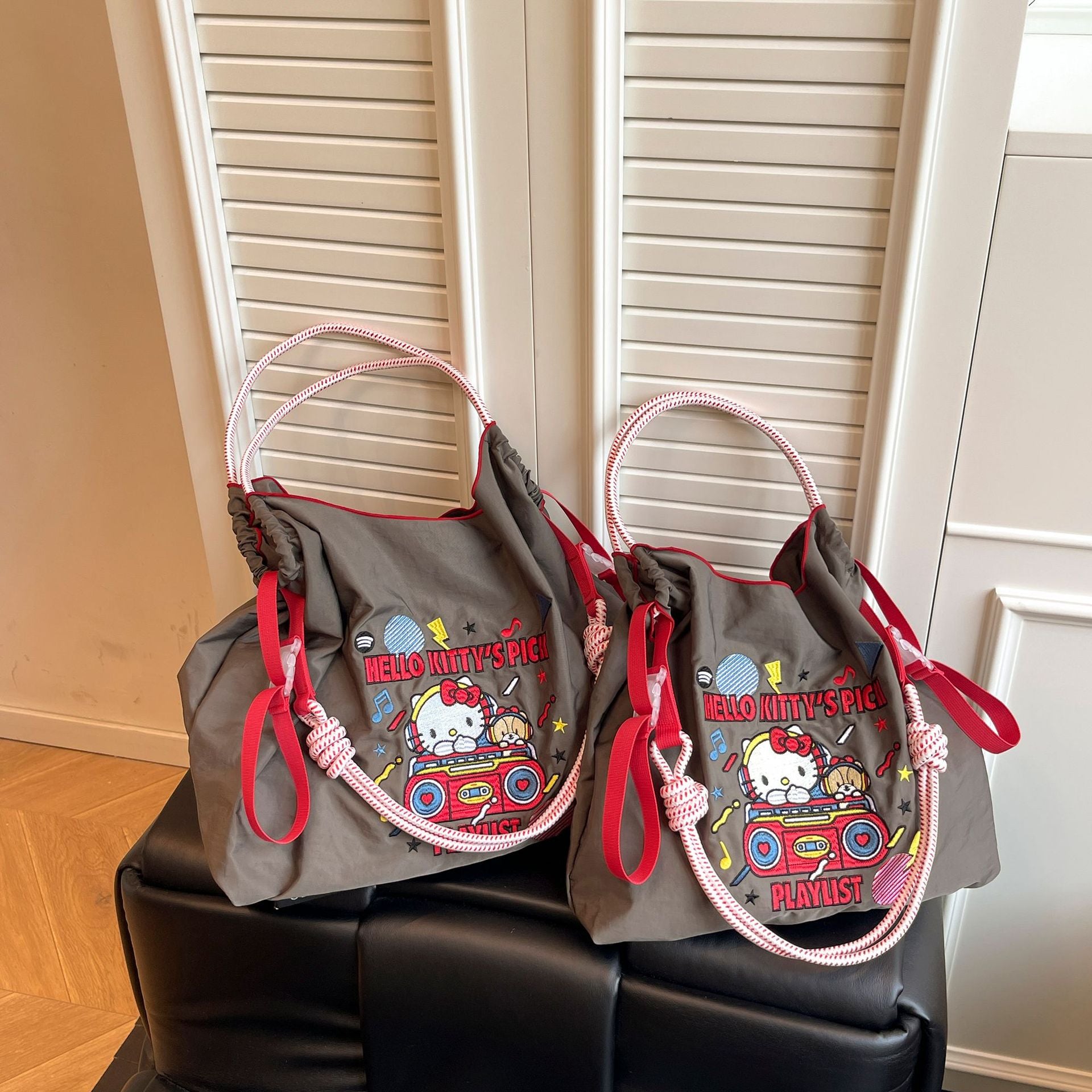 Embroidered Cat Handbag Women's Shoulder Bag Shopping Bag