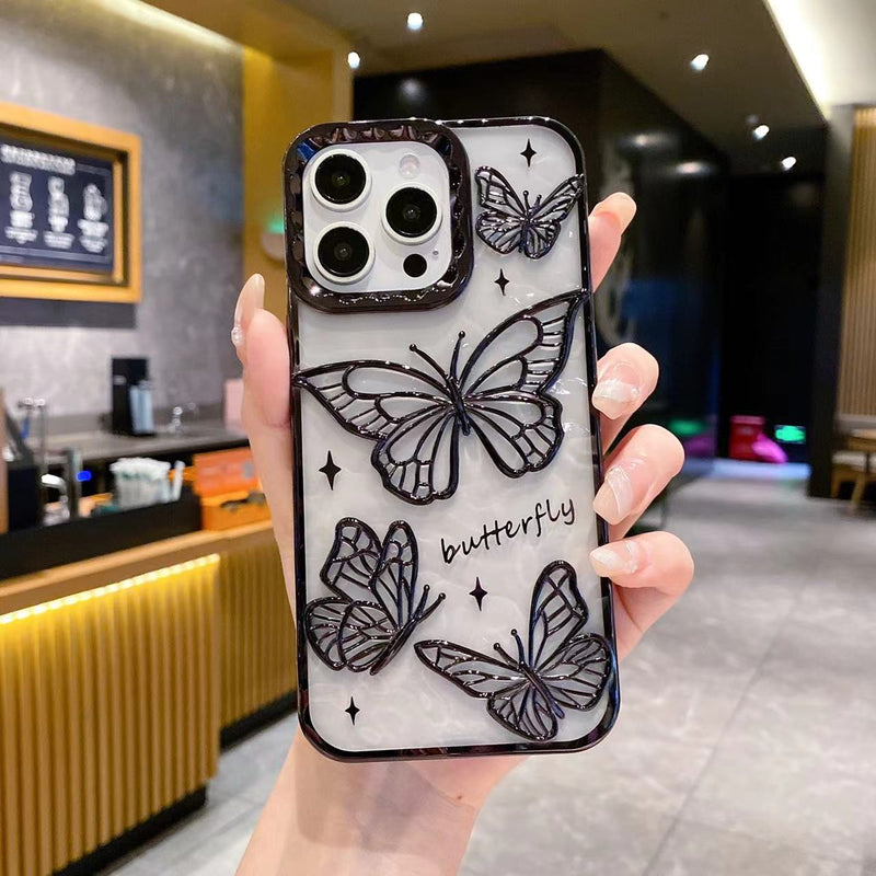 Electroplated 3D Bow Clear Case for iPhone 14 15 16 Pro Max