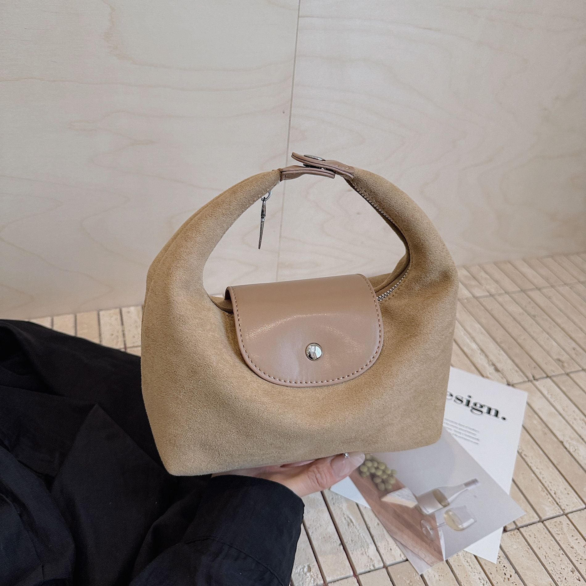 Suede Tofu Bag Versatile Shoulder Messenger Handbag