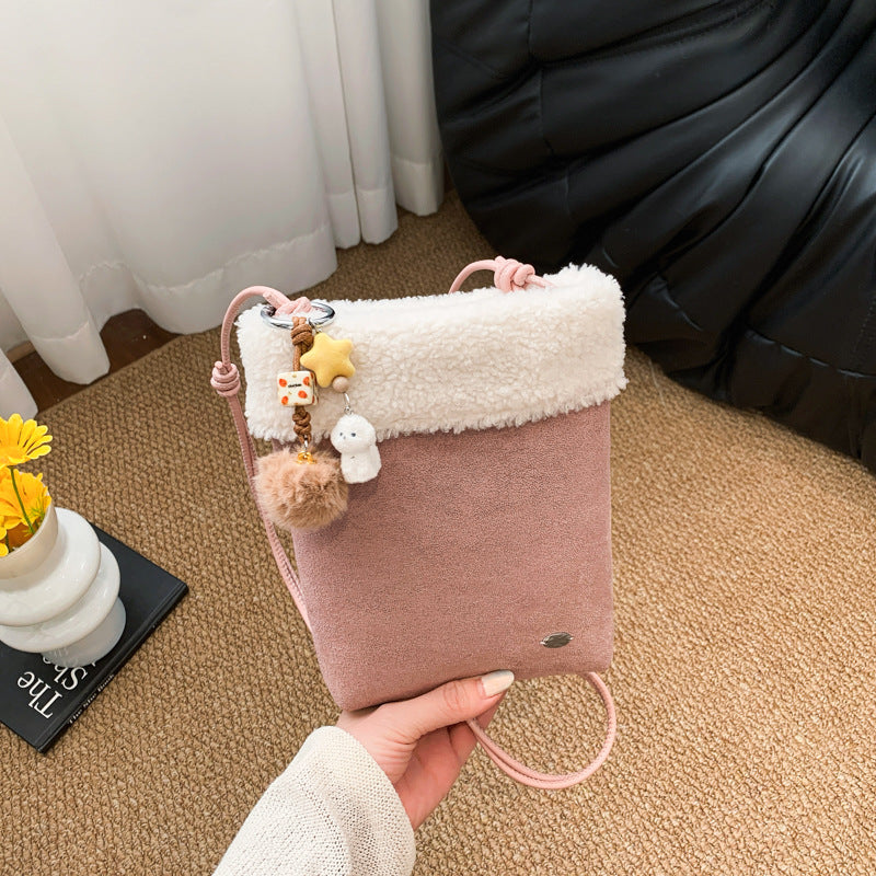 Suede Fresh Sweet Plush Messenger Bag