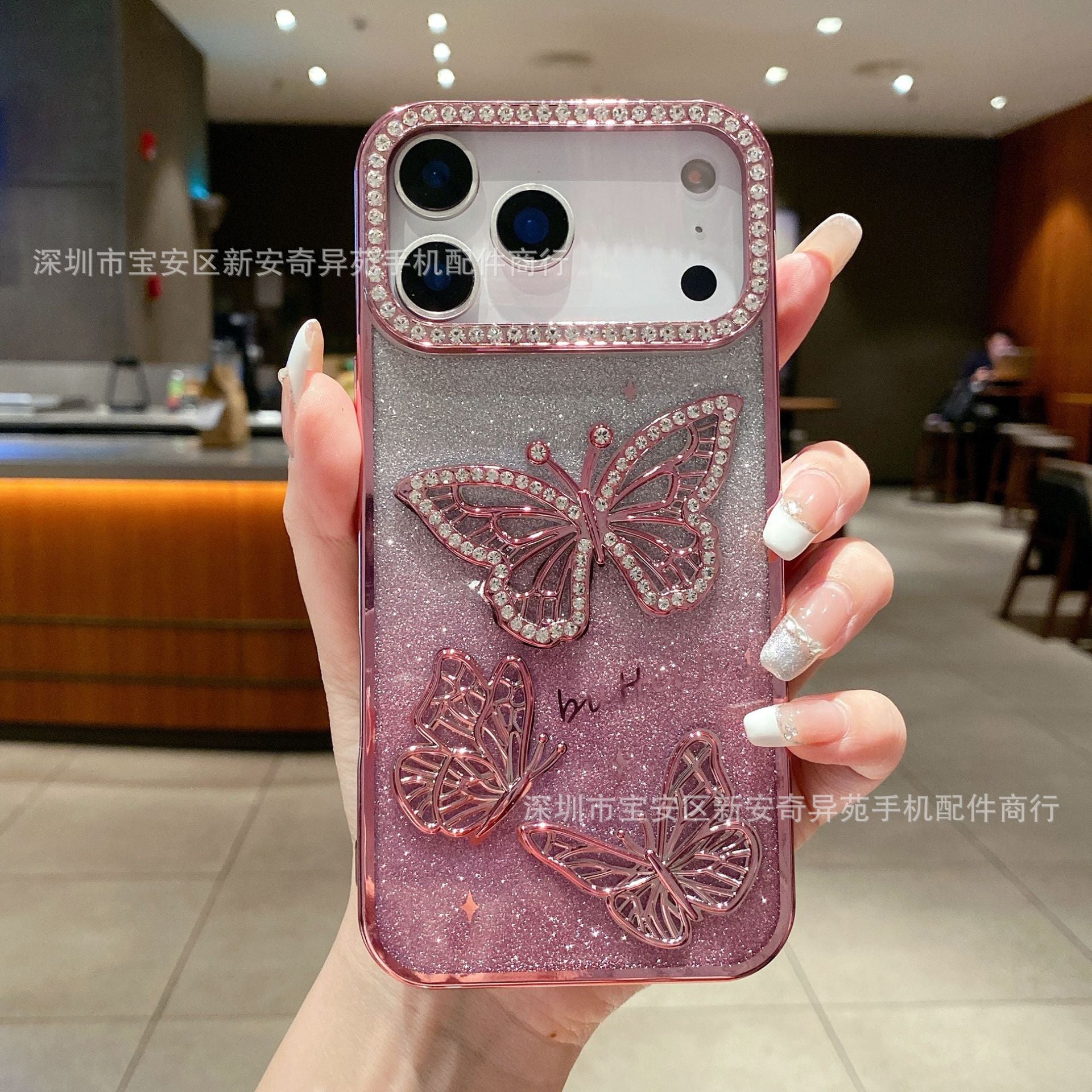 Hot-Selling Glitter Butterfly Drill Case for iPhone 17 Pro