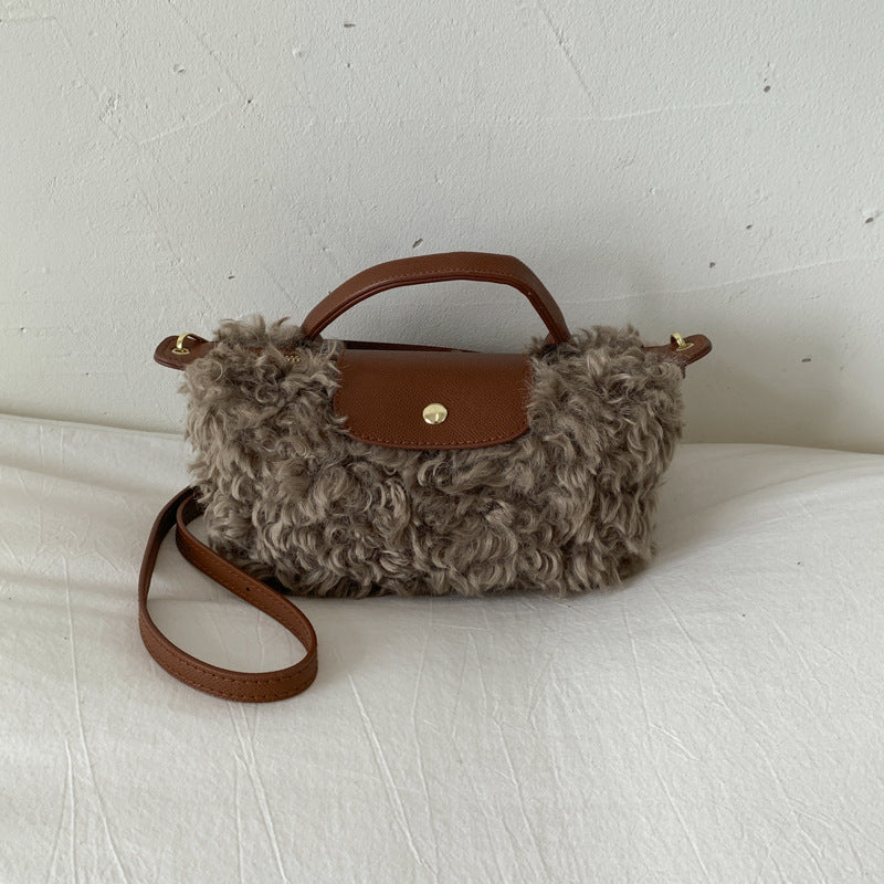 Retro Plush Fur Messenger Bag for Women Shoulder Bag