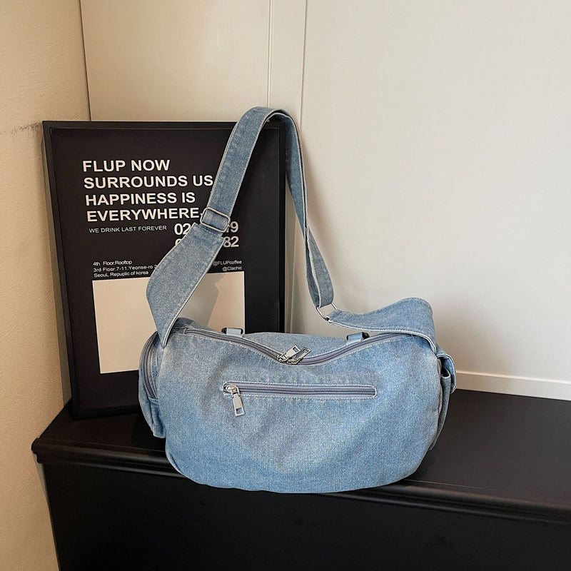 Trend Street Denim Commuter Bag Large Capacity Outdoor Travel Fitness