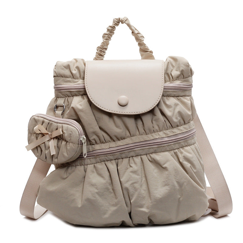College Dragon Backpack Women Trendy Pleated Nylon Bag