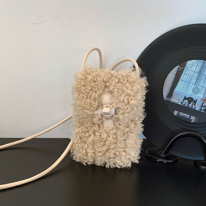 Retro Plush Small Square Bag Fashionable Female Messenger Bag