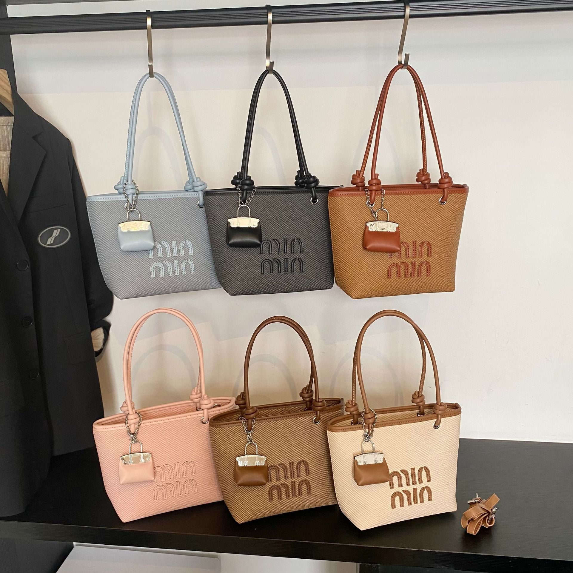 Miu Luxury Woven Tote Bag Women's Shoulder Basket Bag
