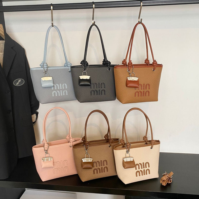 Miu Luxury Woven Tote Bag Women's Shoulder Basket Bag