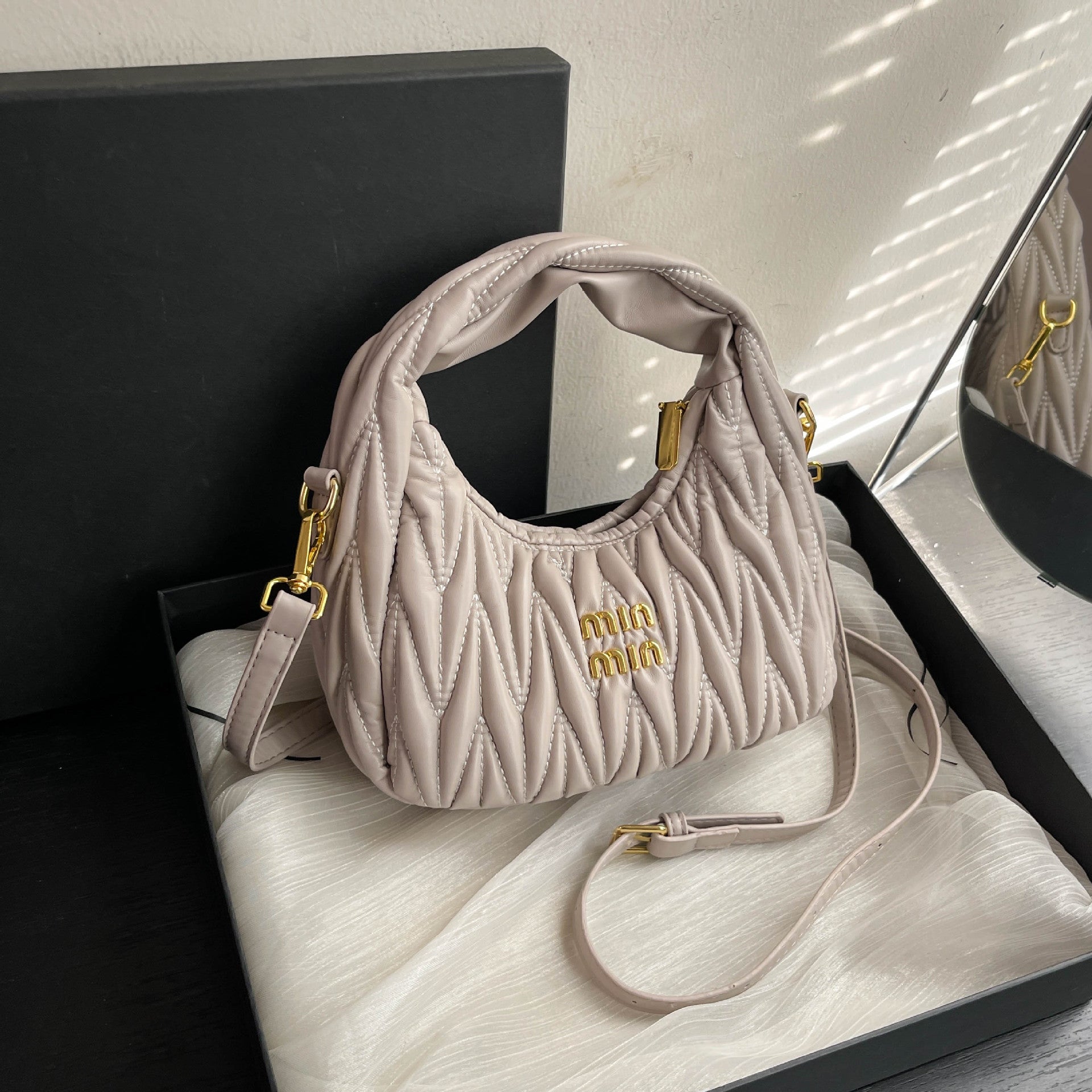 Light Luxury Embroidered Crescent Shoulder Bag for Women