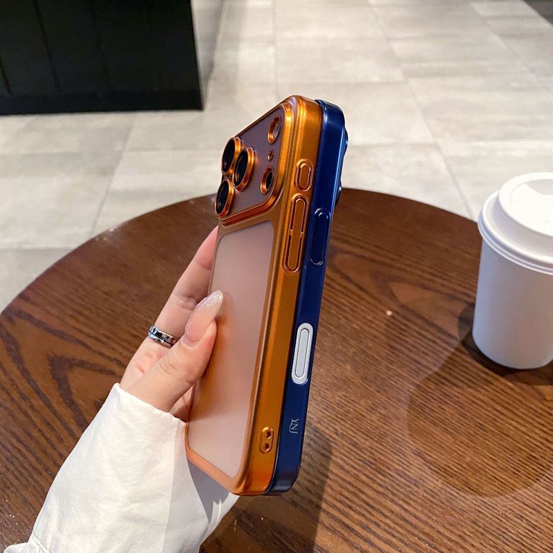 For iPhone 17 Pro Max Orange Matte Electroplated Protective Case