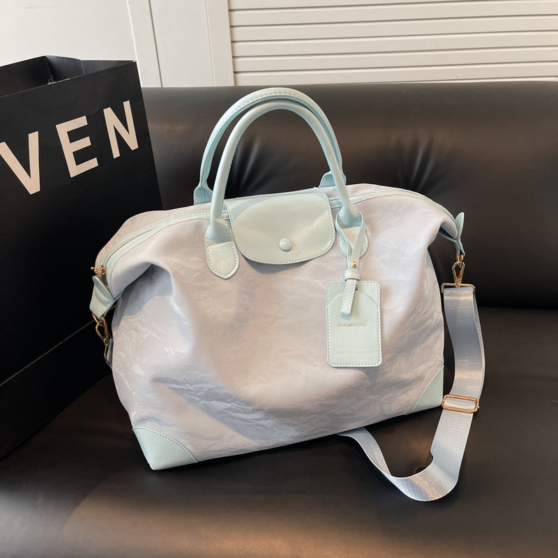 Smudged Pleated Large Oxford Messenger Shoulder Bag