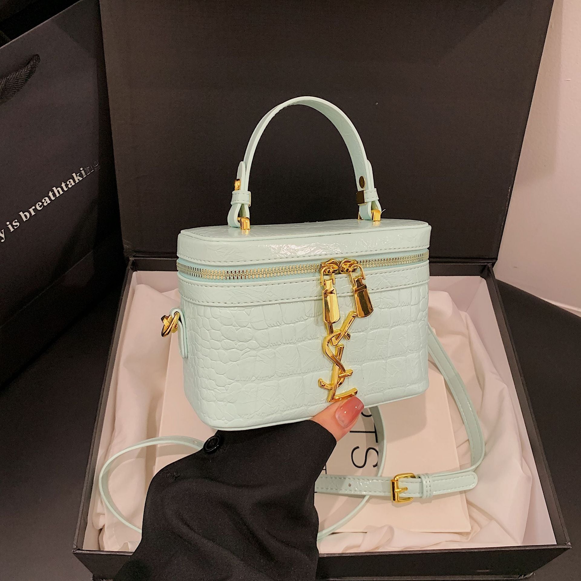 Light Luxury Poplar Stone Rhombus Square Shoulder Bag