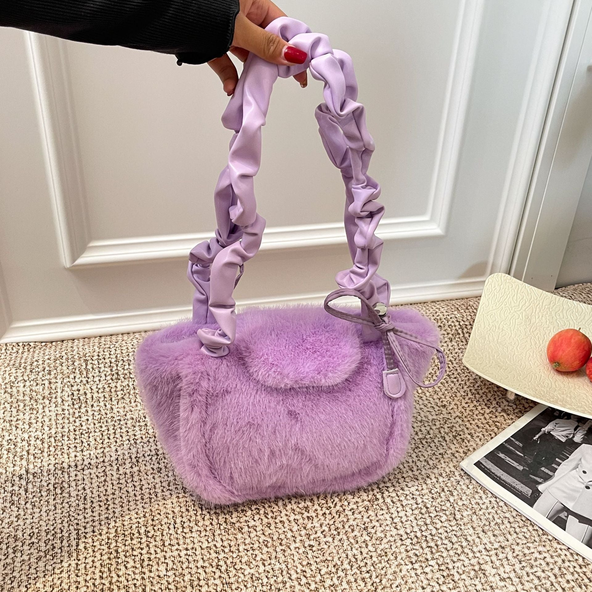 Cute Plush Vegetable Basket Shoulder Bag