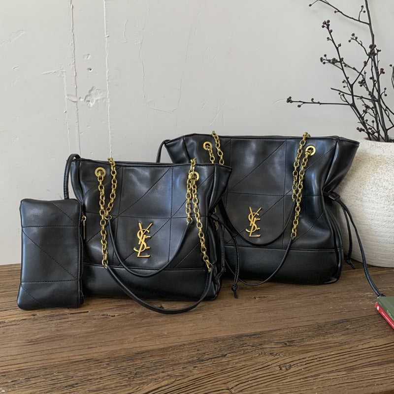 Vintage Suede Chain Tote Large Shoulder Commuter Bag
