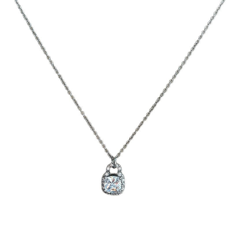 Diamond Encrusted Small Bag Necklace for Women Gold Plated