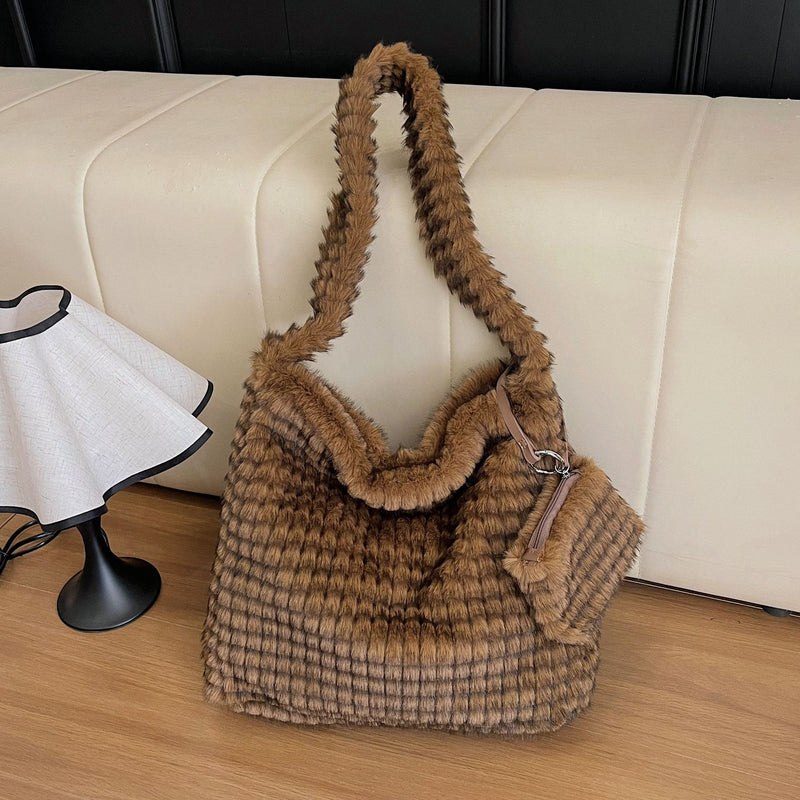 Cute Plush Puff Commuter Tote Bag