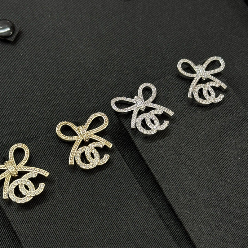 Luxury Rhinestone 925 Silver C Letter Stud Earrings for Women