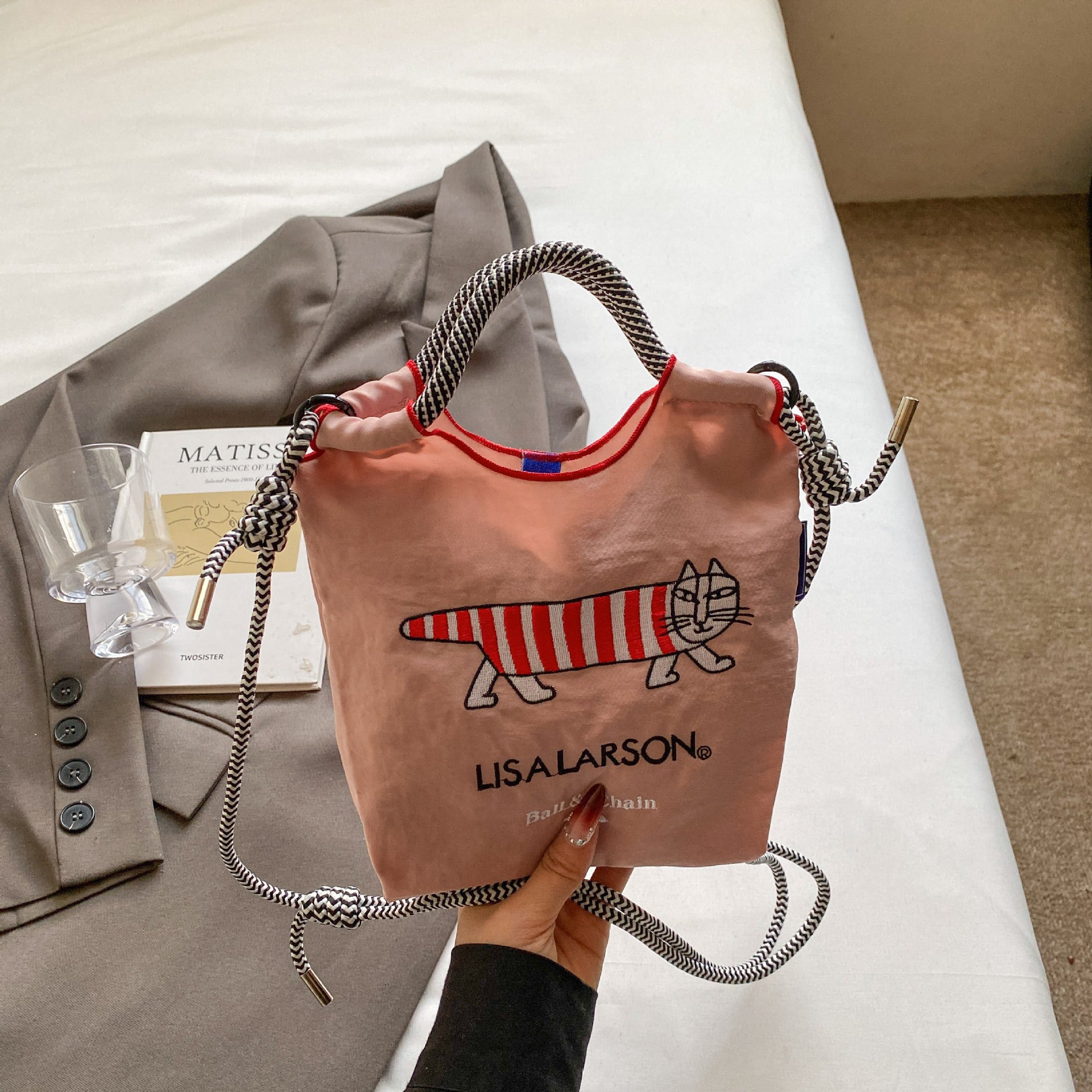 Cartoon Embroidery Ball Chain Shoulder Bag Women's Lightweight Nylon