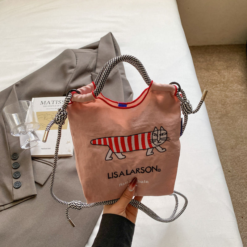 Cartoon Embroidery Ball Chain Shoulder Bag Women's Lightweight Nylon