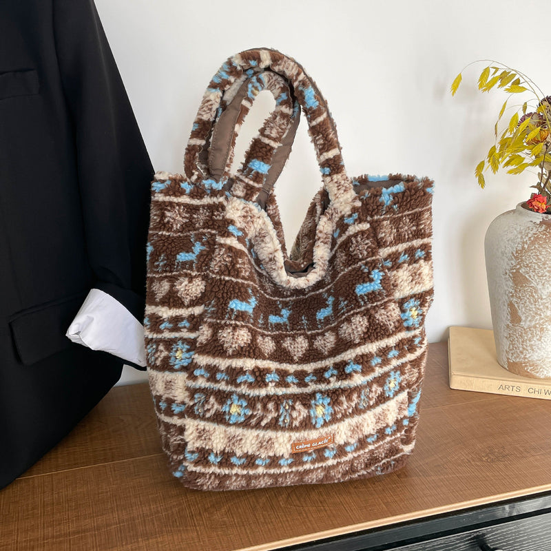 Chic Contrasting Color Shoulder Tote Bag