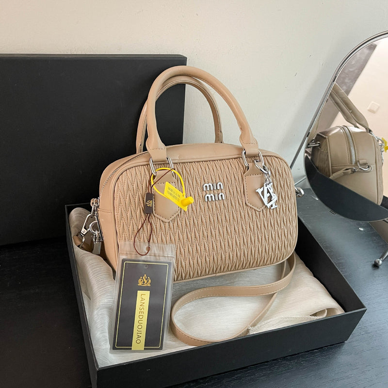 Niche Pleated Woven Square Shoulder Bag Small Handbag
