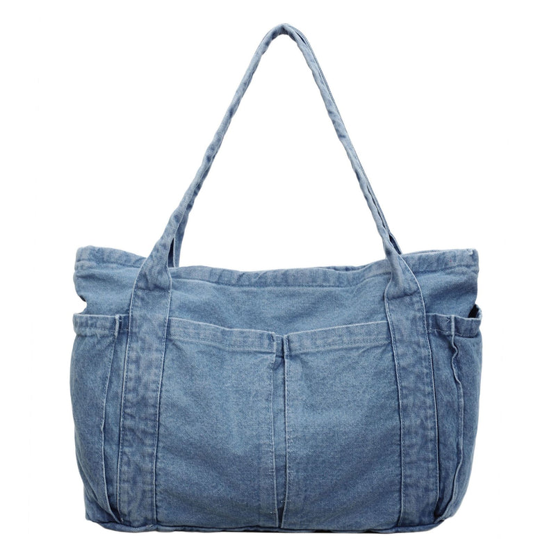 Retro Denim Tote Bag - Large Capacity, Literary Style