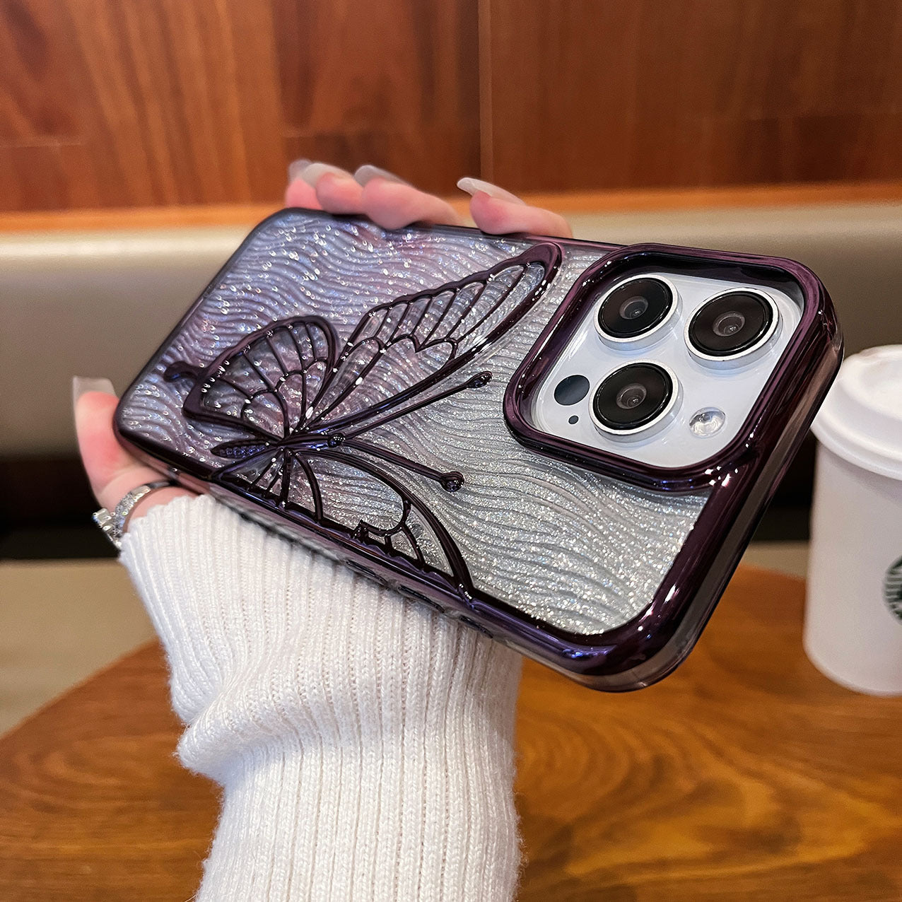 Three-Dimensional Quicksand Butterfly iPhone Case Anti-Fingerprint