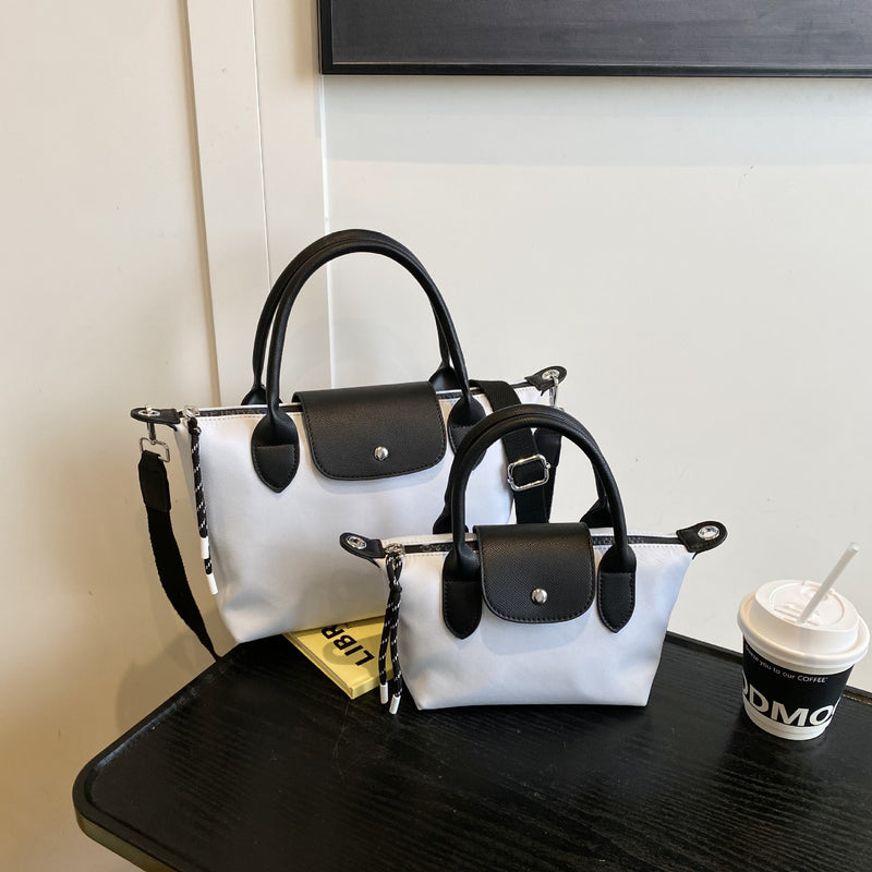 Simple Nylon Contrast Shoulder Bag | Versatile Dumpling Bag