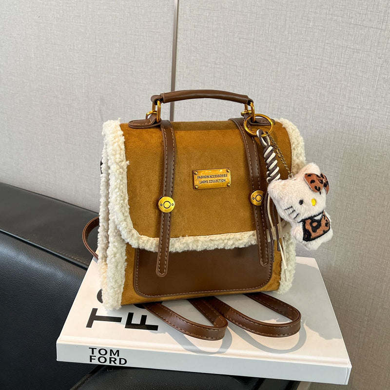 Trendy Casual Plush Backpack Large Capacity Schoolbag